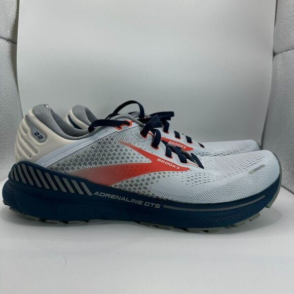 Brooks Adrenaline GTS 22 Shoes Mens Size 8.5 D Gray Red Running Trainer Cushion - Picture 1 of 11